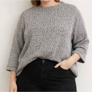 LOFT Mock Neck 3/4 Sleeve Boxy Stretchy Knit Size XL